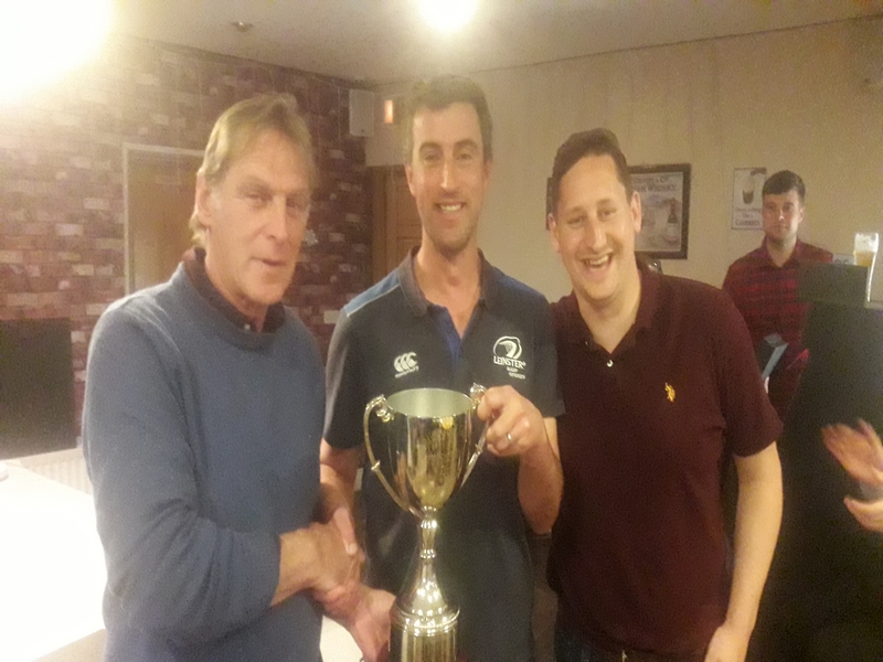 President's Cup winner Brien Heverin (centre). President Bill Hayes (left) presenting with Paul Fagan event sponsor.
